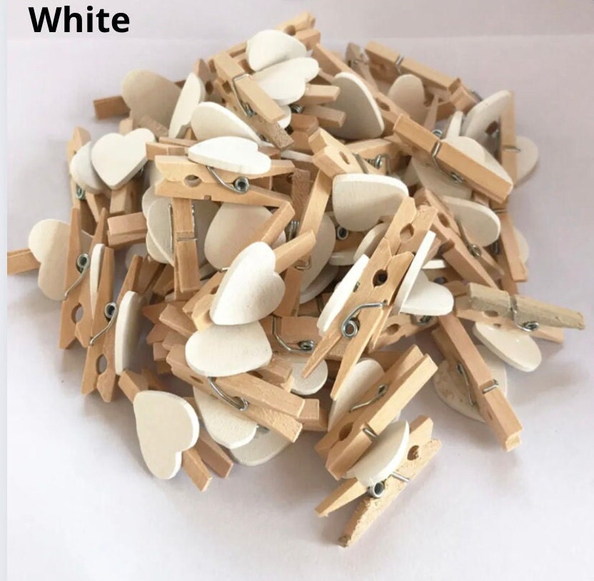 50 Mini Clothespins 2.5cm IV, Mini Clothes Pegs, Wooden Pegs