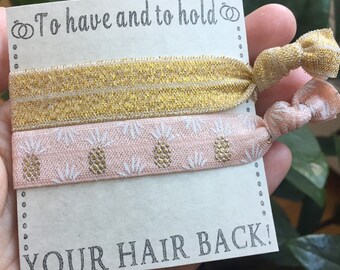 Bachelorette favors Gold Pineapple Hair Ties baby shower pineapple favors summer hair loot bag beach hair bridal shower wedding