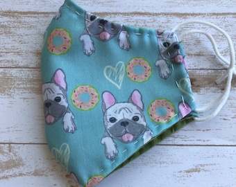 NEW!! Cute Dog Face Mask-Machine washable cotton fabric- Two layer mask- Handmade in Canada- Reusable- Comfortable Mask