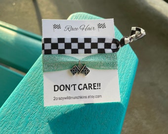 NEW!! Checkered Flag Hair Tie Charm, hair accessories, racing favors, checker flag favors, bachelorette favors, bridal shower, racing favors