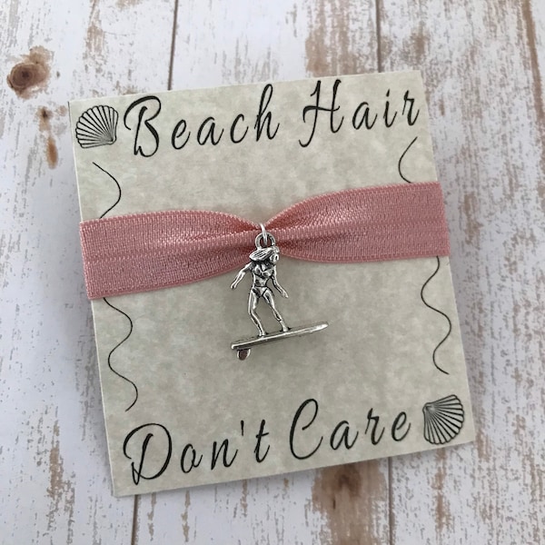 NEW!! Surfing Hair Tie Charm, surfing bracelet, beach hair ties, surf party, surf favors, beach party, stocking stuffers