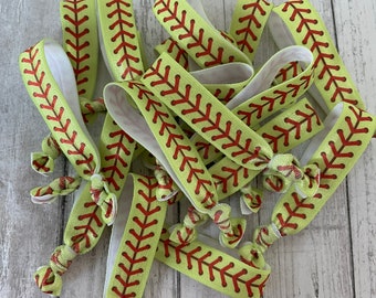 NEW! Softball Hair Ties , hair accessories, sports favors, party favors, loot bag, birthday goodie bag, stocking stuffers