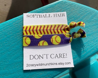 NEW! Softball Hair Ties , hair accessories, sports favors, party favors, loot bag, birthday goodie bag, party favors, team gift, ball game