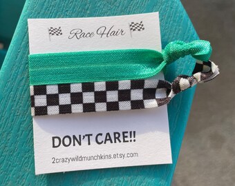 Checkered Flag Hair Ties, hair accessories, racing favors, checker flag favors, bachelorette favors, bridal shower, racing party favors