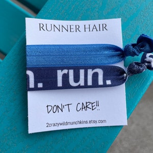 NEW! Run Hair Ties , hair accessories, running hair don’t care, girls hair ties, sports favors, track field, cross country, marathon hair