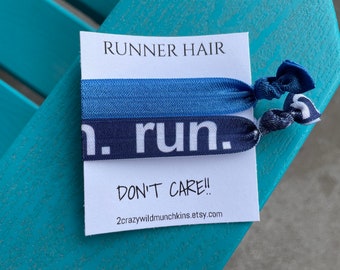 NEW! Run Hair Ties , hair accessories, running hair don’t care, girls hair ties, sports favors, track field, cross country, marathon hair