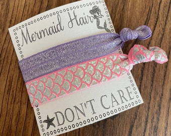 Mermaid Hair Ties, birthday favors, beach hair, mermaid favors, wedding, bridal shower, baby shower, bachelorette favors