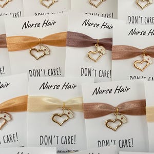 Nurse Hair Tie Charms: Heart & Nurse Cap - Set of 50