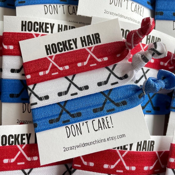 NEW! Hockey Hair Ties , hair accessories, hockey favors, girls hair ties, sports favors, ice hockey, party favors, loot bag