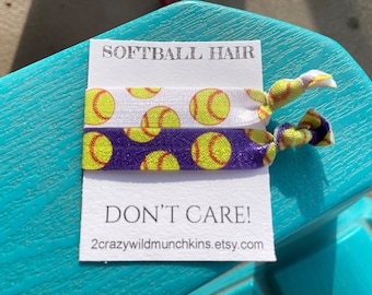 NEW! Softball Hair Ties , hair accessories, sports favors, party favors, loot bag, birthday goodie bag, party favors, team gift, ball game