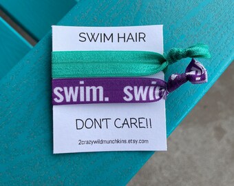 NEW! Swim Hair Ties , hair accessories, swim favors, girls hair ties, sports favors, party favors, swimming hair don’t care, beach, pool