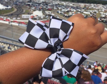 Back In Stock!! Big Checkered Flag Hair Bow, hair accessories, race fan, big hair bows,  racing hair bows,  Party Favors, Racing