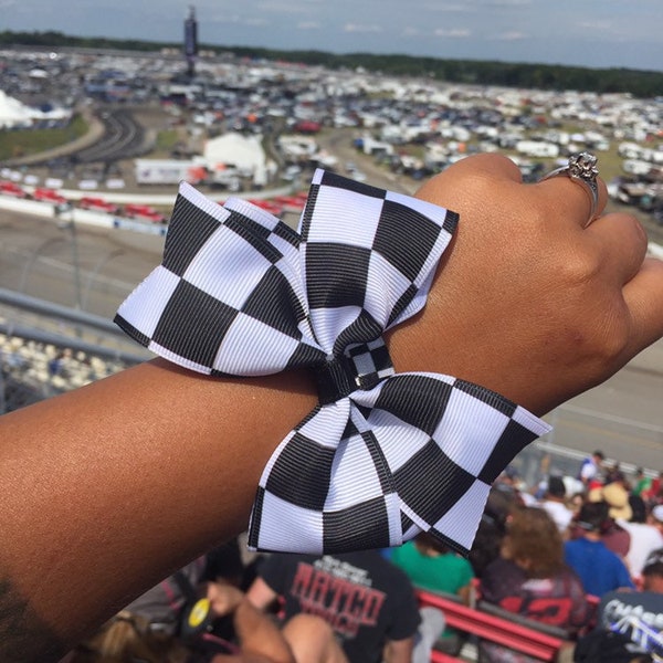 Back In Stock!! Big Checkered Flag Hair Bow, hair accessories, race fan, big hair bows,  racing hair bows,  Party Favors, Racing