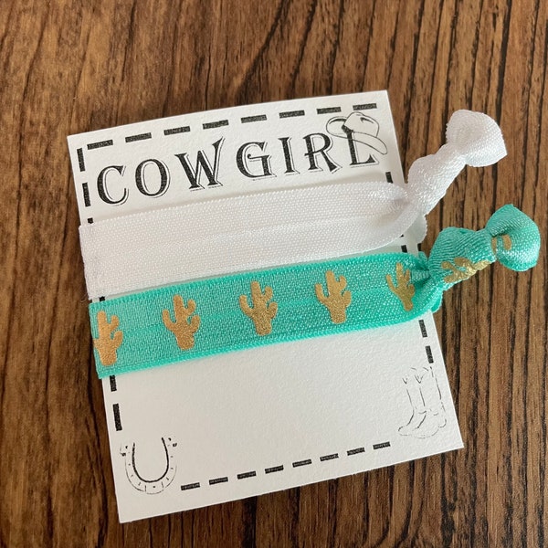 NEW! Turquoise Cactus Hair Ties, beautiful hair ties, bachelorette favors, bridal shower, cowgirl accessories, beach, woman teen girl gift