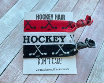 NEW! Hockey Hair Ties , hair accessories, hockey favors, girls hair ties, sports favors, ice hockey, party favors, loot bag