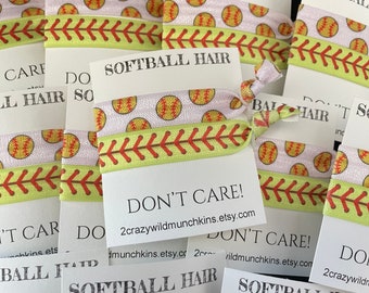 Back In Stock! Softball Hair Ties , hair accessories, sports favors, party favors, loot bag, birthday goodie bag, party favors