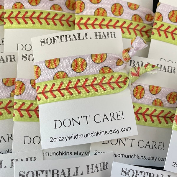 Back In Stock! Softball Hair Ties , hair accessories, sports favors, party favors, loot bag, birthday goodie bag, party favors