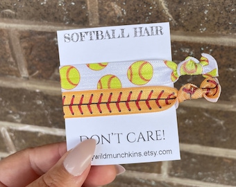 NEW! Softball Hair Ties , hair accessories, sports favors, party favors, loot bag, birthday goodie bag, party favors, team gift