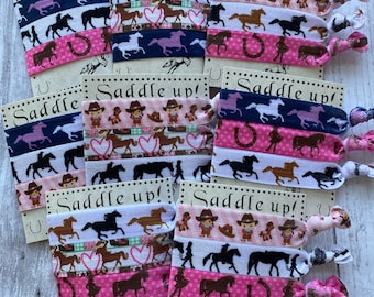Cute Horse Elastic Hair Ties, bachelorette favors, bridesmaids gift, horse hair accessories, party favors, cowgirl hair ties