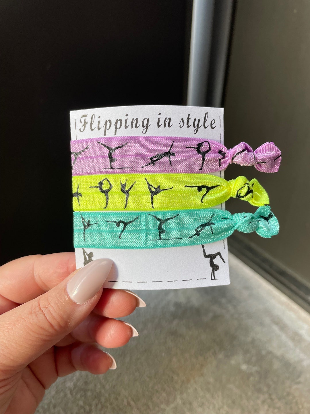 NEW Gymnastics Hair Ties, Gymnastics Party Favors, Hair Tie Favors