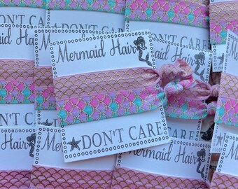 Mermaid Hair Ties, summer hair, beach hair, mermaid favors, wedding, bridal shower, baby shower, bachelorette favors, party favors, kawaii