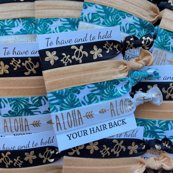 Hawaiian Hair Ties, aloha hair ties, Bachelorette favors, bridal shower, bridesmaid, wedding, tie the knot, bridesmaid proposal