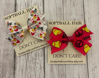 NEW!! Softball Hair Bow, hair accessories, sports favors, party favors, loot bag, birthday goodie bag, party favors