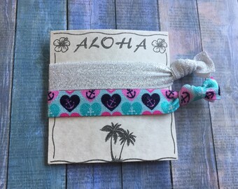 Anchor Hair Ties, nautical hair ties, anchor party favors, cute hair ties, party favors, hair tie favors