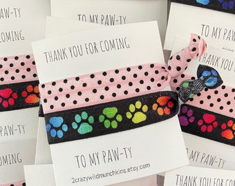 NEW! Paw Print Hair Ties, dog hair ties, hair accessories, paw print favors, dog favors, party favors, loot bag, birthday, summer hair ties