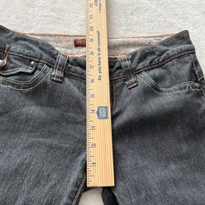 Evisu Women's Jeans Size 3 Dark Wash Slim Straight Y2K Button Flap Pockets immagine 4