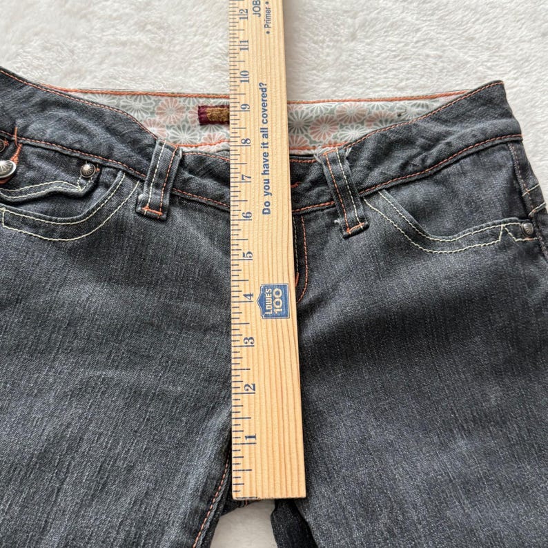 Evisu Women's Jeans Size 3 Dark Wash Slim Straight Y2K Button Flap Pockets immagine 4