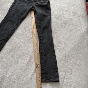 Evisu Women's Jeans Size 3 Dark Wash Slim Straight Y2K Button Flap Pockets immagine 5