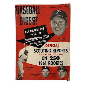 Baseball Digest Magazine March 1961 Jim Woods Willie Davis Fair Vintage Sports