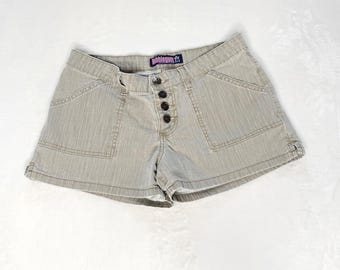 Bubblegum USA Button Front Linen Blend Shorts Women's Size 5/6 Beige Y2K