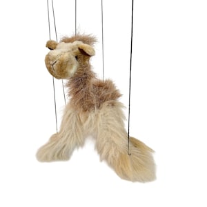 VTG 90's Camel Marionette Puppet Plush String Puppet Tan Faux Fur Toy Decor