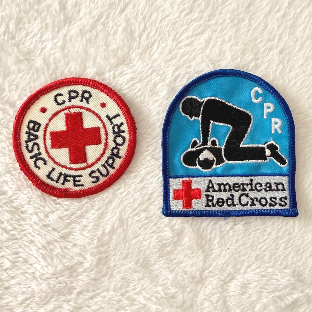 Vintage American Red Cross CPR Basic Life Support Embroidered Patch Set ...