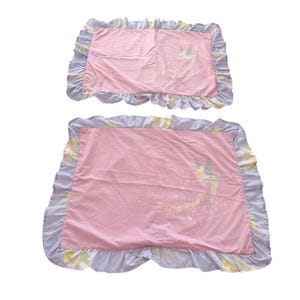 Disney Tinker Bell Pillow Sham Set Kids Standard Pink Lavender Pixie Power VTG