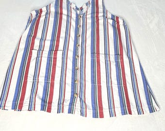 Vintage Y2K Old Navy Striped Sleeveless Button Front Tank Top Women 3X