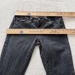 Evisu Women's Jeans Size 3 Dark Wash Slim Straight Y2K Button Flap Pockets immagine 3