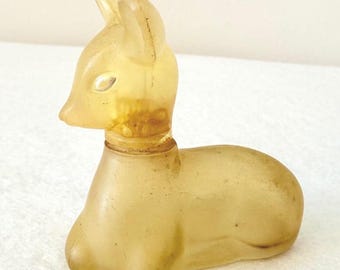 Avon Fawn Deer Perfume Bottle Frosted Glass Figural Vintage 1970s