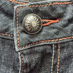 Evisu Women's Jeans Size 3 Dark Wash Slim Straight Y2K Button Flap Pockets immagine 11