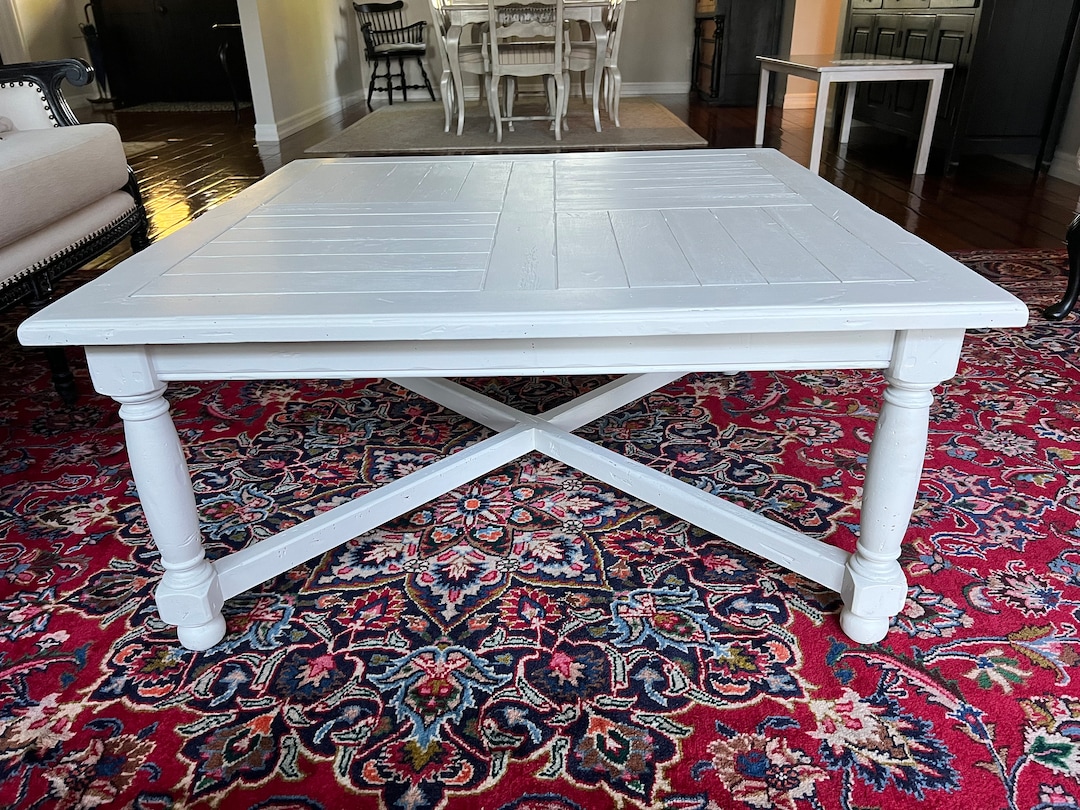 1980s Vintage Ethan Allan Coffee Table Painted White Etsy