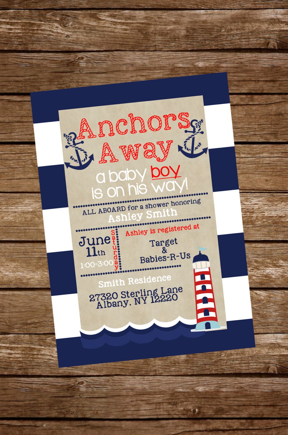 Nautical Baby Shower Invitation, Nautical Baby Shower Invite, Sailor