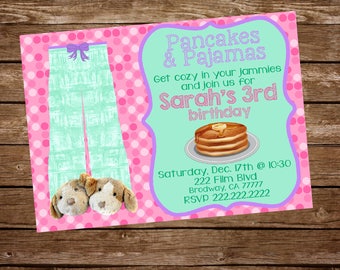 Pancakes and Pajamas Birthday Invitation, Pancakes & Pajamas Invitation, Pancake Invitation, Pajamas Invitation