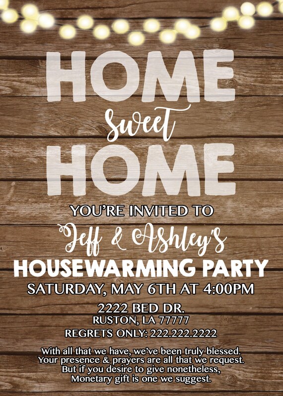 Home Sweet Home Invitation Rustic House Warming Invitation Etsy