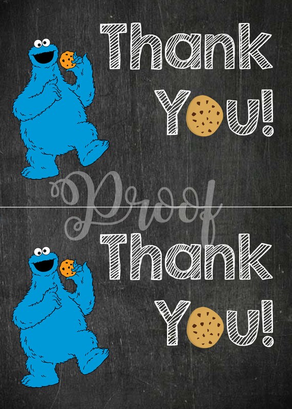Cookie Monster Thank you Cards Etsy