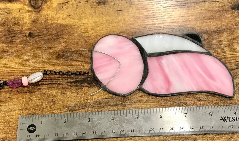 Pink Stained Glass Owl Suncatcher