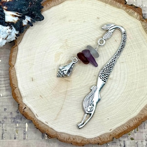 Mermaid Sea Glass Bookmark with Shell Charm