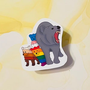 PRIDE Ally Bear Waterproof Sticker image 1