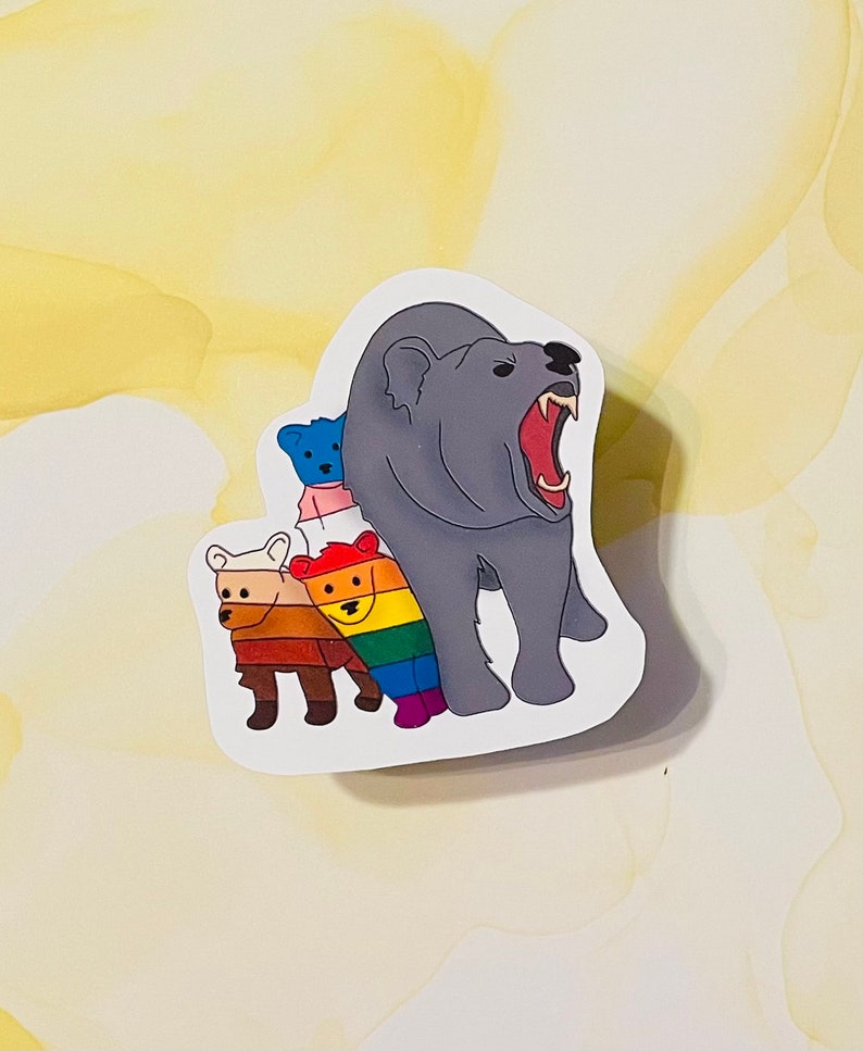 PRIDE Ally Bear Waterproof Sticker image 1